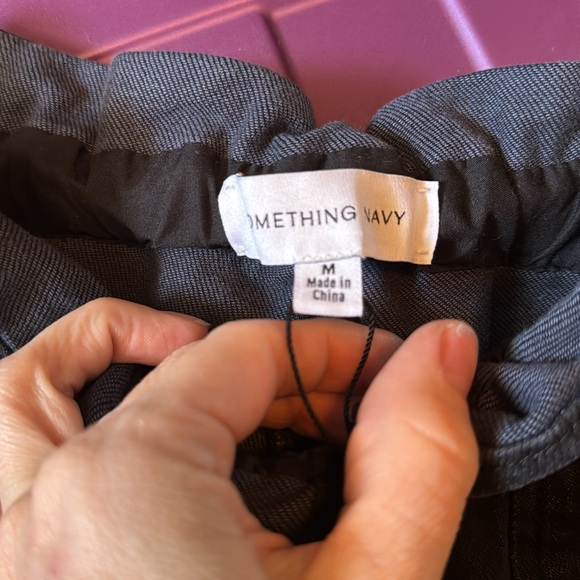 *NEW* SOMETHING NAVY AGNES PAPERBAG DENIM TROUSERS BLACK MEDIUM - Picture 13 of 14